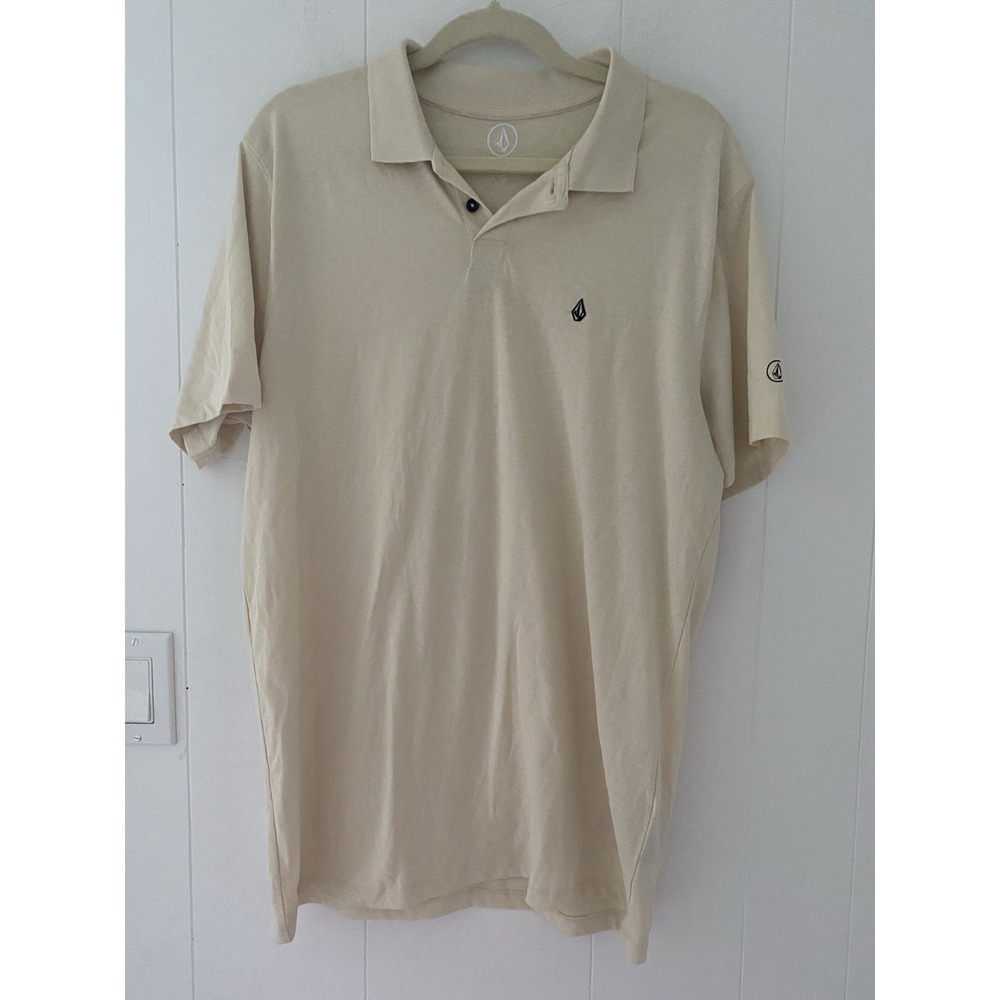 Volcom Golf Polo Shirt Men's Large  Ivory Short Sleeve 3 Button‎ New $50